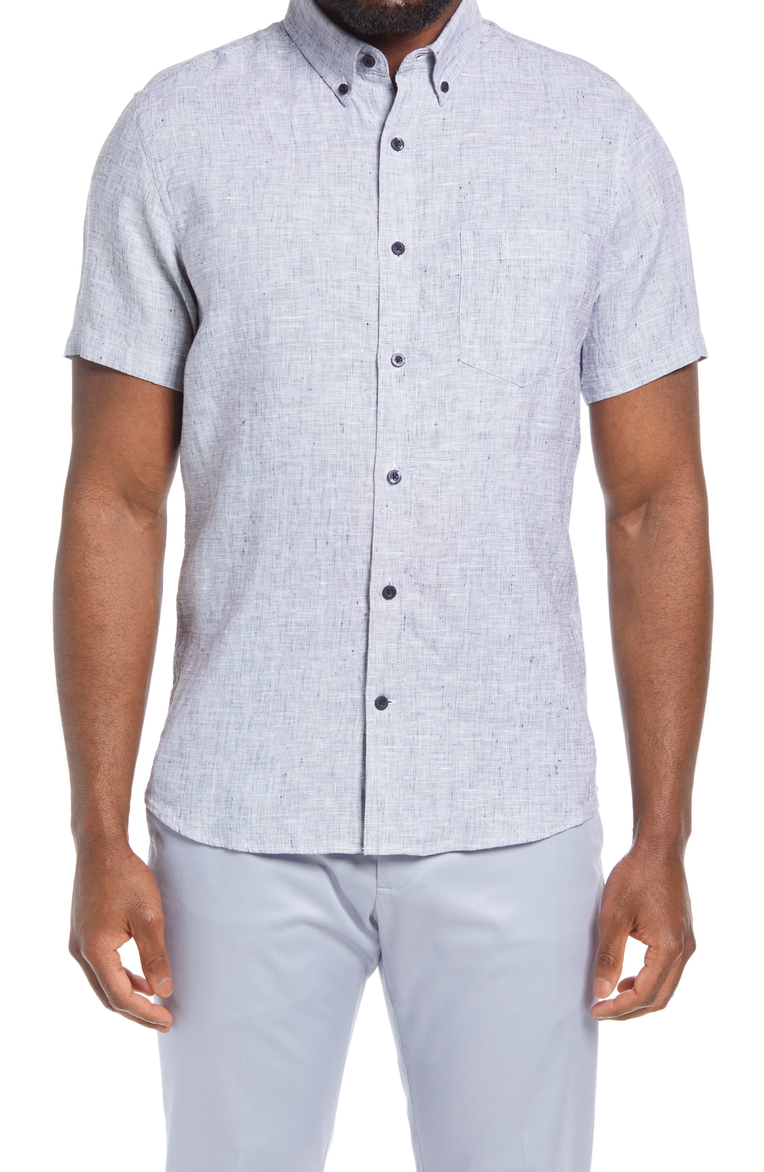 Men's Linen Short Sleeve Summer Solid Shirts Beach Casual Cool Tops Tee Holiday